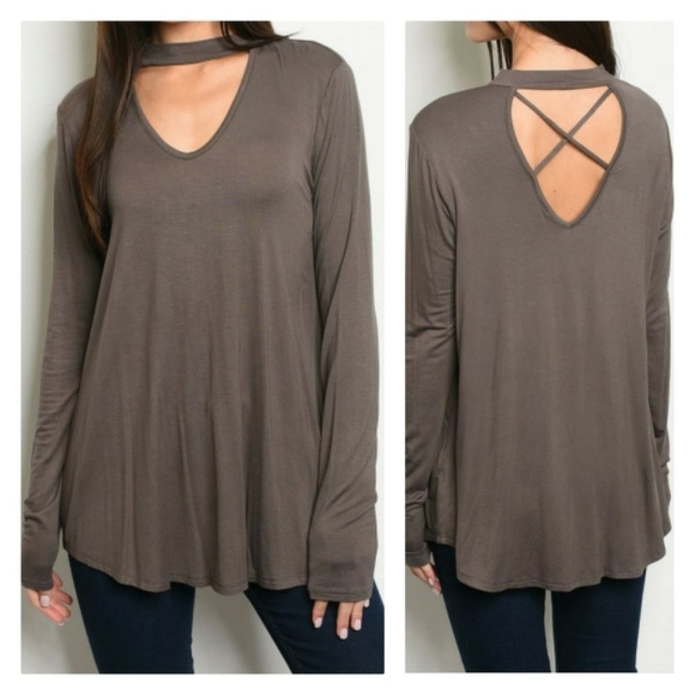 ➖SALE➖ ABBY CRISSCROSS LS TOP IN TAUPE